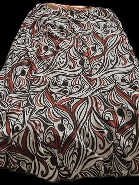 Abstract Swirl Print Maxi Skirt in Cream, Black & Rust